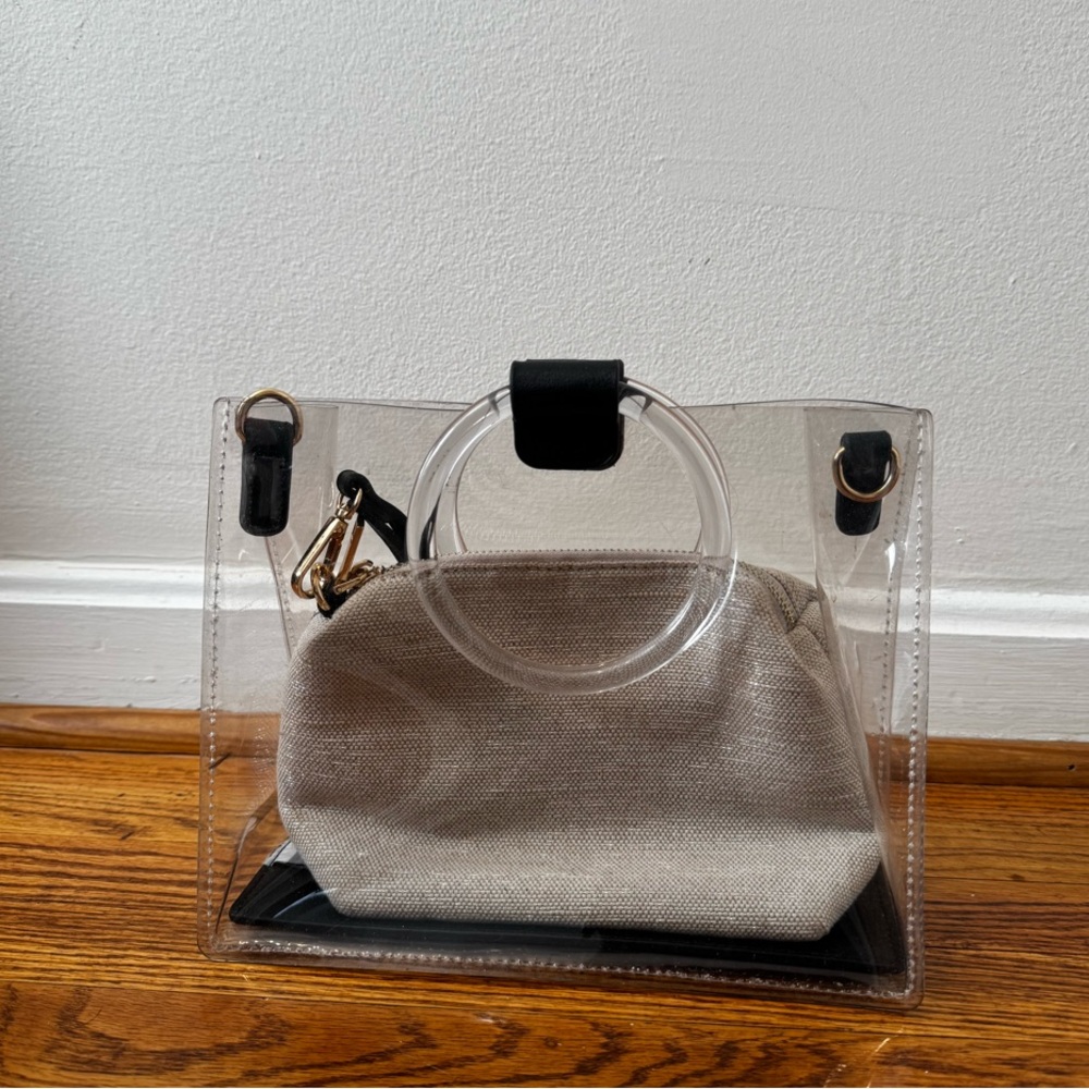 Chic Clear Tote with Beige Pouch